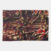 Oorlog van gouden linten tegen rood, in het donker theedoek (Horizontaal)