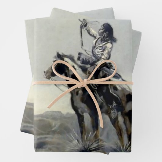 "Oorlog" Western schilderij van Charles M Russell Inpakpapier Vel (In situ)