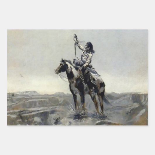 "Oorlog" Western schilderij van Charles M Russell Inpakpapier Vel (Voorkant)