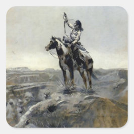 "Oorlog" Western schilderij van Charles M Russell Vierkante Sticker