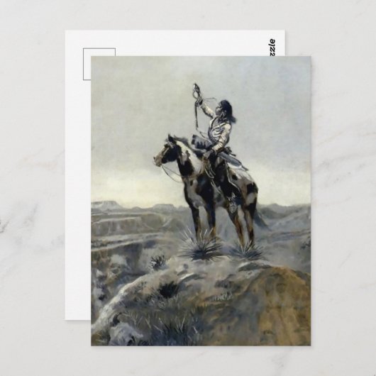 “Oorlog” Westers Schilderij van Charles M Russell Briefkaart (Voorkant / Achterkant)