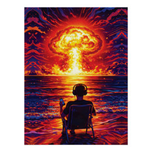 Oorlogs Muziek Genieter Nucleaire Zonsondergang Po Perfect Poster