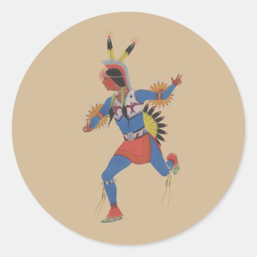 Oorlogsdans (of De Renner) Ronde Sticker (Voorkant)