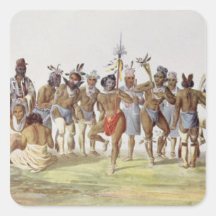 Oorlogsdans van de Sauks en de Foxes Vierkante Sticker