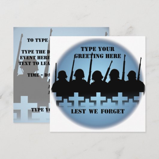 Oorlogsherinneringen laten we de RSVP-kaarten verg Kaart (Voorkant / Achterkant)