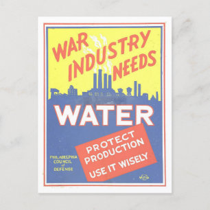 "Oorlogsindustrie heeft water nodig" Tweede Wereld Briefkaart