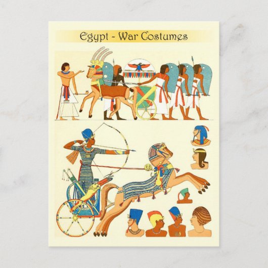Oorlogskostuums en hoofddeksels van Egypte Briefkaart (Voorkant)