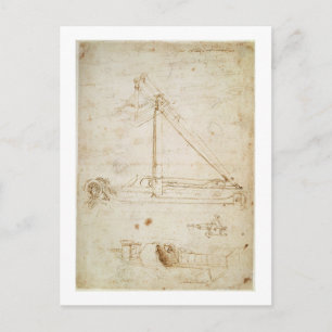 Oorlogsmachine (potlood op papier) briefkaart