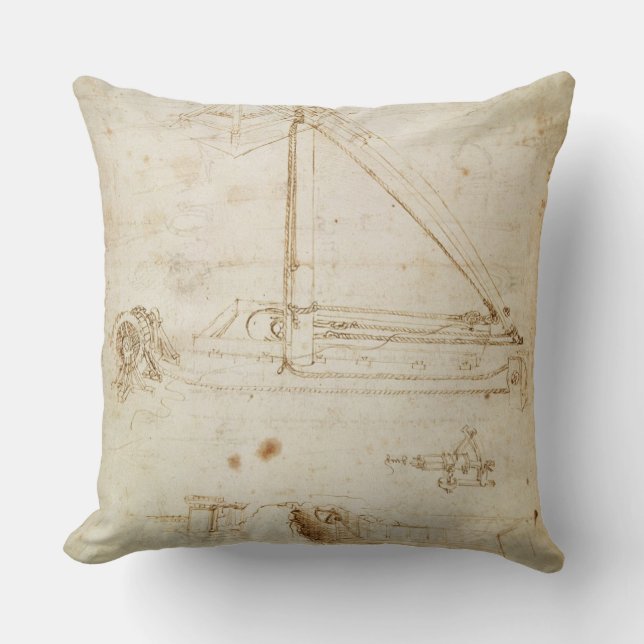 Oorlogsmachine (potlood op papier) kussen (Voorkant)