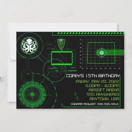 Oorlogsmilitaire luchthaven 5x7 Nodig Wyoming uit Kaart (Voorkant)