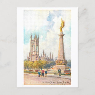 Oorlogsmonument en kerk, Newcastle on Tyne Briefkaart