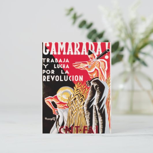 Oorlogsoorlog in Spanje, oorspronkelijk poster CNT Briefkaart (Staand voorkant)