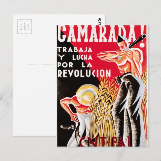 Oorlogsoorlog in Spanje, oorspronkelijk poster CNT Briefkaart (Voorkant / Achterkant)