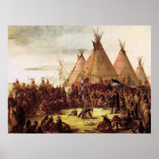 Oorlogsraad van de Sioux George Catlin circa 1850 Poster (Voorkant)