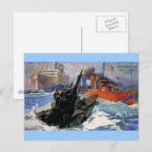 Oorlogsschip onderzeeboot poster Zee Briefkaart (Voorkant / Achterkant)