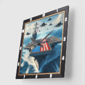 Oorlogsschip Vliegtuig Carrier Patriotic Vierkante Klok (Hoek)