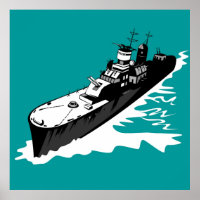 oorlogsschip voor de marine met grote pistolen pos