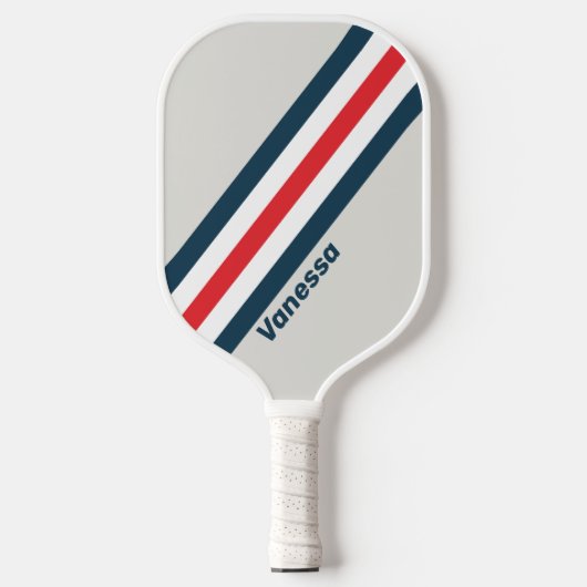 Oorlogsstripes met naam pickleball paddle (Voorkant)