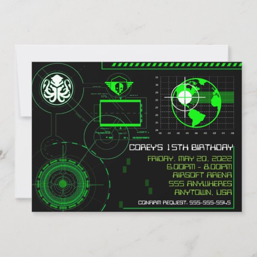 Oorlogsvliegtuig, 5x7, nodigt Wereldbol uit Kaart (Voorkant)