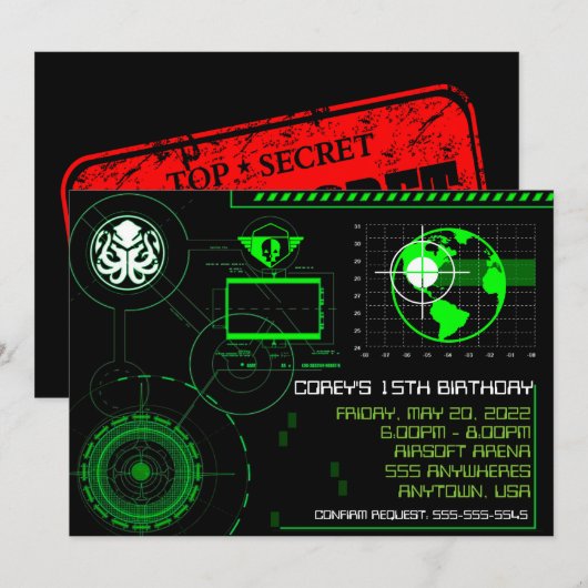 Oorlogsvliegtuig, 5x7, nodigt Wereldbol uit Kaart (Voorkant / Achterkant)