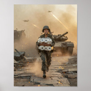 Oorlogszone Overlevings Poster Met Absurde Humor