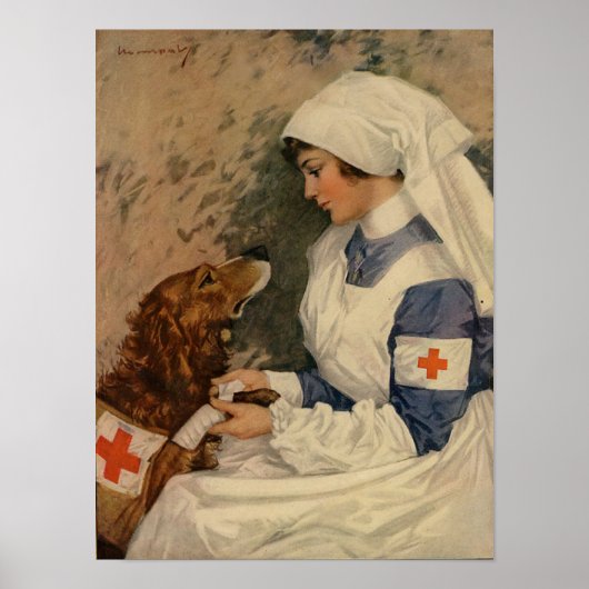 Oorlogszuster met Golden Retriever 1917 WW1 Poster (Voorkant)