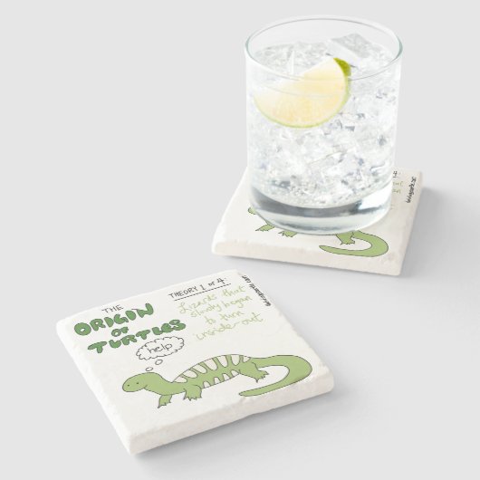 Oorsprong van schildpadden Theorie 1 Stenen Onderzetter (Zijkant)