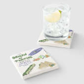 Oorsprong van schildpadden theorie 4 stenen onderzetter (Zijkant)