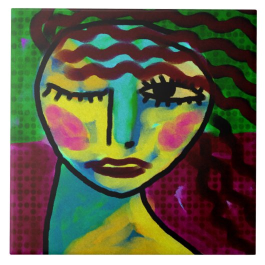 Oorspronkelijk Abstract digitaal schilderen denken Tegeltje (Voorkant)