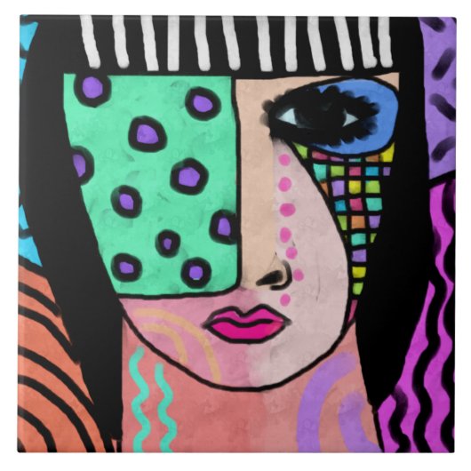 Oorspronkelijk Abstract portret van een vrouw Tegeltje (Voorkant)