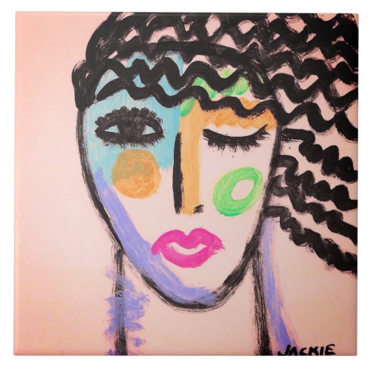Oorspronkelijk Abstract portret van een vrouw Tegeltje (Voorkant)