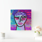 Oorspronkelijk Abstract portret van een vrouw Vierkante Klok (Huis)