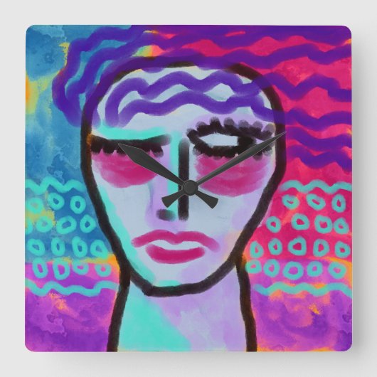 Oorspronkelijk Abstract portret van een vrouw Vierkante Klok (Voorkant)