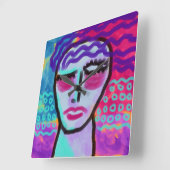 Oorspronkelijk Abstract portret van een vrouw Vierkante Klok (Hoek)