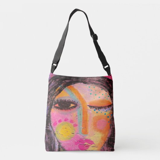 Oorspronkelijk Abstract schilderen van een vrouw Crossbody Tas (Achterkant)