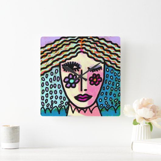 Oorspronkelijk Abstract schilderen van een vrouw Vierkante Klok (Huis)