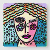 Oorspronkelijk Abstract schilderen van een vrouw Vierkante Klok (Voorkant)