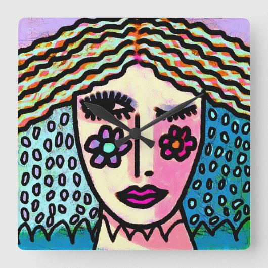 Oorspronkelijk Abstract schilderen van een vrouw Vierkante Klok (Voorkant)