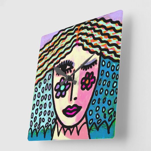 Oorspronkelijk Abstract schilderen van een vrouw Vierkante Klok (Hoek)