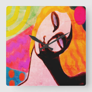 Oorspronkelijk Abstract schilderen Vierkante Klok