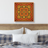 Oorspronkelijk Aztec-sinaasappel en zwarte tegel Canvas Afdruk (Insitu (Slaapkamer))