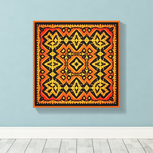 Oorspronkelijk Aztec-sinaasappel en zwarte tegel Canvas Afdruk (Insitu (Houten vloer))