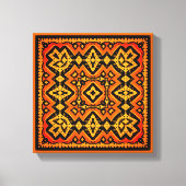 Oorspronkelijk Aztec-sinaasappel en zwarte tegel Canvas Afdruk (Voorkant)