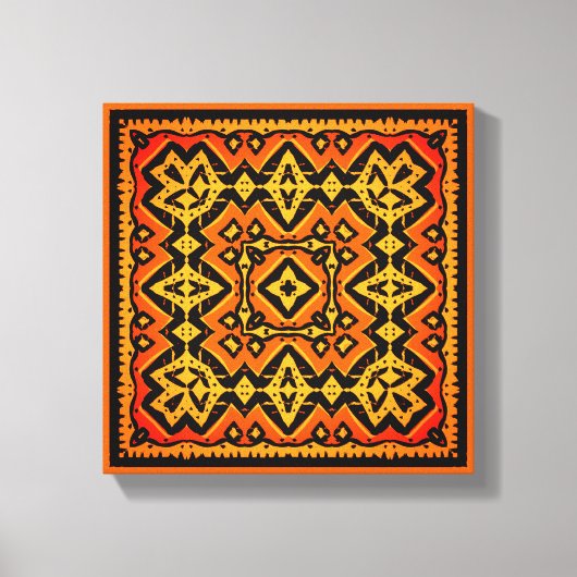 Oorspronkelijk Aztec-sinaasappel en zwarte tegel Canvas Afdruk (Voorkant)