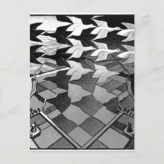 Oorspronkelijk beroemde tekening "dag en nacht" briefkaart (Voorkant)