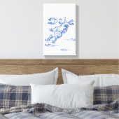 Oorspronkelijk blauw wit schilderij Chinees konijn Canvas Afdruk (Insitu (Slaapkamer))