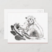 Oorspronkelijk Briefkaart met asschilderende aap (Voorkant / Achterkant)