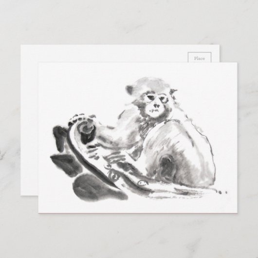 Oorspronkelijk Briefkaart met asschilderende aap (Voorkant / Achterkant)