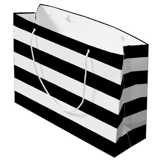 Oorspronkelijk Elegant zwart-wit strepen patroon Groot Cadeauzakje (Achterkant Gekanteld)