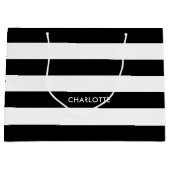 Oorspronkelijk Elegant zwart-wit strepen patroon Large Cadeautasje (Voorkant)